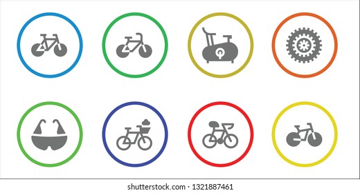 biking icon set. 8 filled biking icons.  Collection Of - Bike, Bicycle