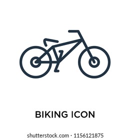 Biking icon vector isolated on white background, Biking transparent sign , thin pictogram or outline symbol design in linear style