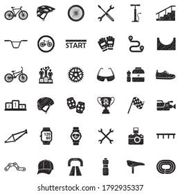 Biking Icons. Black Scribble Design. Vector Illustration.