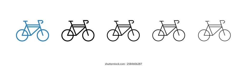 Biking icons in five different stroke sizes