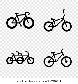 Biking icons set. set of 4 biking filled icons such as bicycle