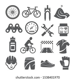 Biking icons set on white background
