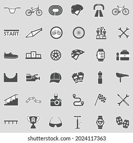 Iconos en bicicleta. Diseño de pegatinas. Ilustración vectorial.