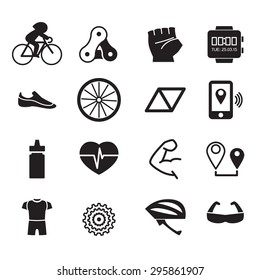 Biking icons vector illustration set