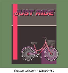 biking illustration, cyclist vector poster layered - Vector