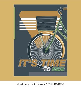 biking illustration, cyclist vector poster layered - Vector