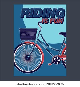 biking illustration, cyclist vector poster layered - Vector
