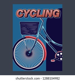 biking illustration, cyclist vector poster layered - Vector