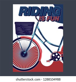 biking illustration, cyclist vector poster layered - Vector