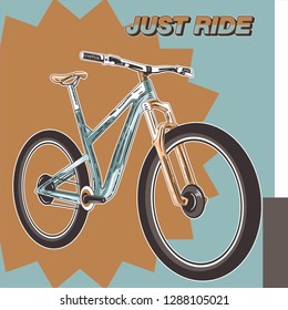 biking illustration, cyclist vector poster layered - Vector