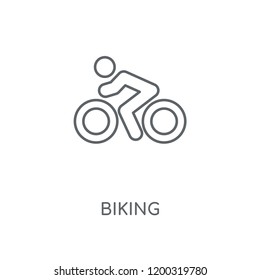 Biking linear icon. Biking concept stroke symbol design. Thin graphic elements vector illustration, outline pattern on a white background, eps 10.