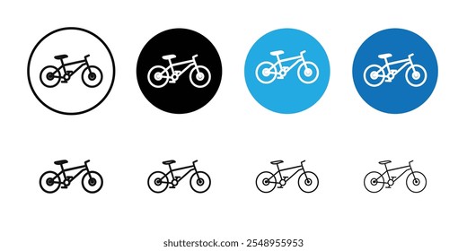 Biking mountain icon flat line symbol set.