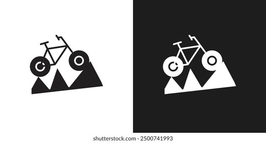 Biking mountain icon line art vector