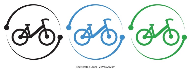 Biking mountain icon set. Mountain bicycle vector icon for UI designs.