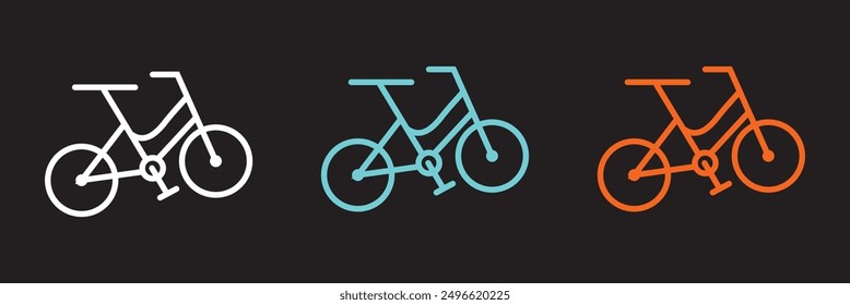 Biking mountain icon set. Mountain bicycle vector icon for UI designs.