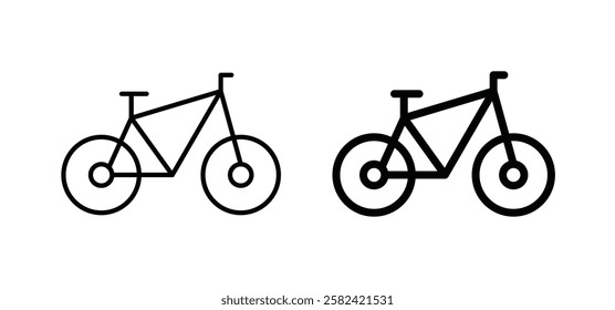 Biking mountain icons pack vectors in black flat and strokes