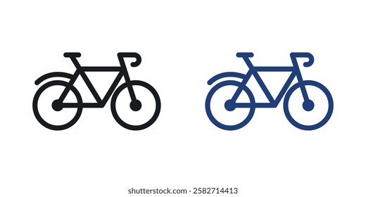 Biking mountain icons set vectors black and colored style