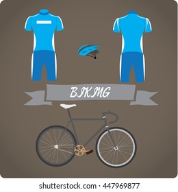 Biking objects, Sport uniform, Vector illustration