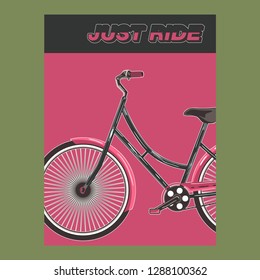Biking race vintage poster. Biking illustration, cyclist vector retro poster