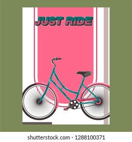 Biking race vintage poster. Biking illustration, cyclist vector retro poster