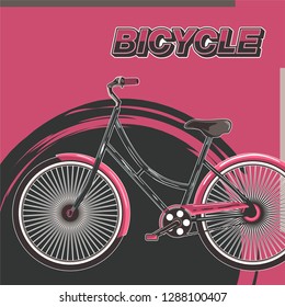 Biking race vintage poster. Biking illustration, cyclist vector retro poster
