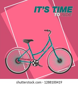 Biking race vintage poster. Biking illustration, cyclist vector retro poster