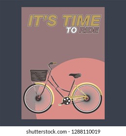 Biking race vintage poster. Biking illustration, cyclist vector retro poster. Layer. - Vector