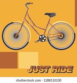 Biking race vintage poster. Biking illustration, cyclist vector retro poster. Layer. - Vector