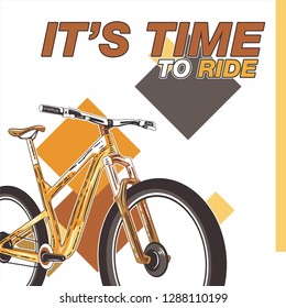 Biking race vintage poster. Biking illustration, cyclist vector retro poster. Layer. - Vector