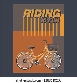 Biking race vintage poster. Biking illustration, cyclist vector retro poster. Layer. - Vector
