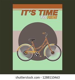 Biking race vintage poster. Biking illustration, cyclist vector retro poster. Layer. - Vector