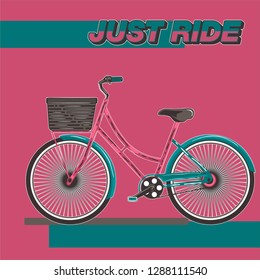Biking race vintage poster. Biking illustration, cyclist vector retro poster. Layer. - Vector