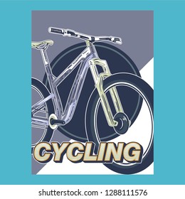 Biking race vintage poster. Biking illustration, cyclist vector retro poster. Layer. - Vector