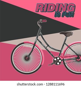 Biking race vintage poster. Biking illustration, cyclist vector retro poster. Layer. - Vector