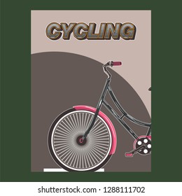 Biking race vintage poster. Biking illustration, cyclist vector retro poster. Layer. - Vector