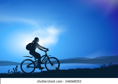 Biking. Vector illustration