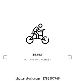 biking vector line icon. Simple element illustration. Biking outline icon from activity and hobbies concept. Can be used for web and mobile
