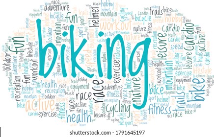 Biking word cloud isolated on a white background
