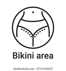 Icono del área del bikini. Símbolo de línea de Vector para un Sitio web, tarjeta de producto, presentación y App móvil, embalaje o instrucción. Signo de esquema editable