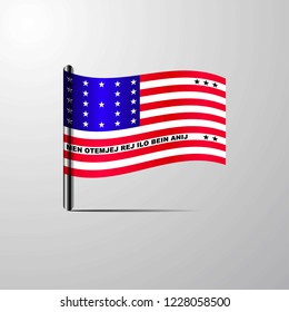 Bikini Atoll waving Shiny Flag design vector