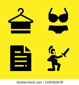 bikini, battle, file and hanger vector icon set. Sample icons set for web and graphic design