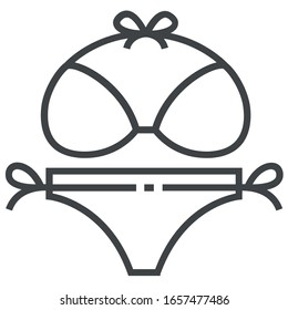 Bikini black line icon on white background	