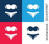 Bikini blue and red four color minimal icon set