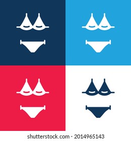 Bikini blue and red four color minimal icon set