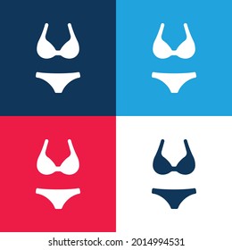 Bikini blue and red four color minimal icon set