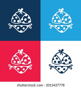 Bikini blue and red four color minimal icon set