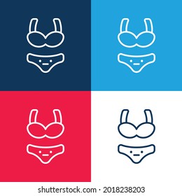 Bikini blue and red four color minimal icon set