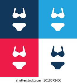 Bikini blue and red four color minimal icon set