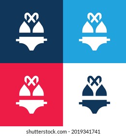 Bikini blue and red four color minimal icon set