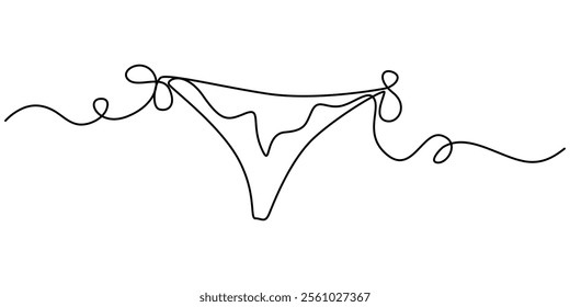 Bikini Bottom  Single Line Drawing with Editable Stroke, Bathing Suit Bikini Single Line Drawing with Editable Stroke, continuous line drawing vector illustration with FULLY EDITABLE STROKE of panties